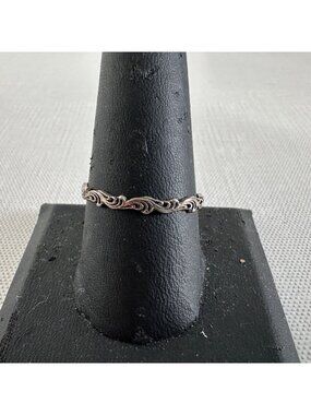 Vintage Israeli Sterling Silver Scrollwork Stacker Band Ring Size 9.5